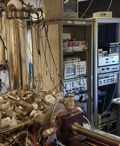 Our UHV-LT-SPM in the lab.